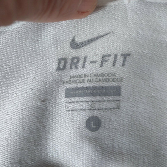 Nike hoodie sweatshirt sweater women's large white gray Dri-FIT long sleeve Flaw - Picture 10 of 11